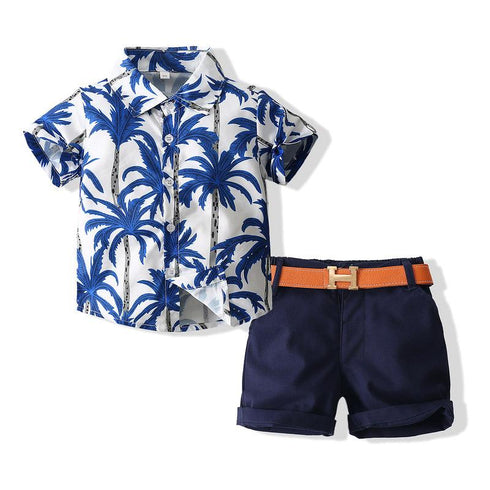 Boy's Coconut Fashion Beach Wind Short Sleeve Set